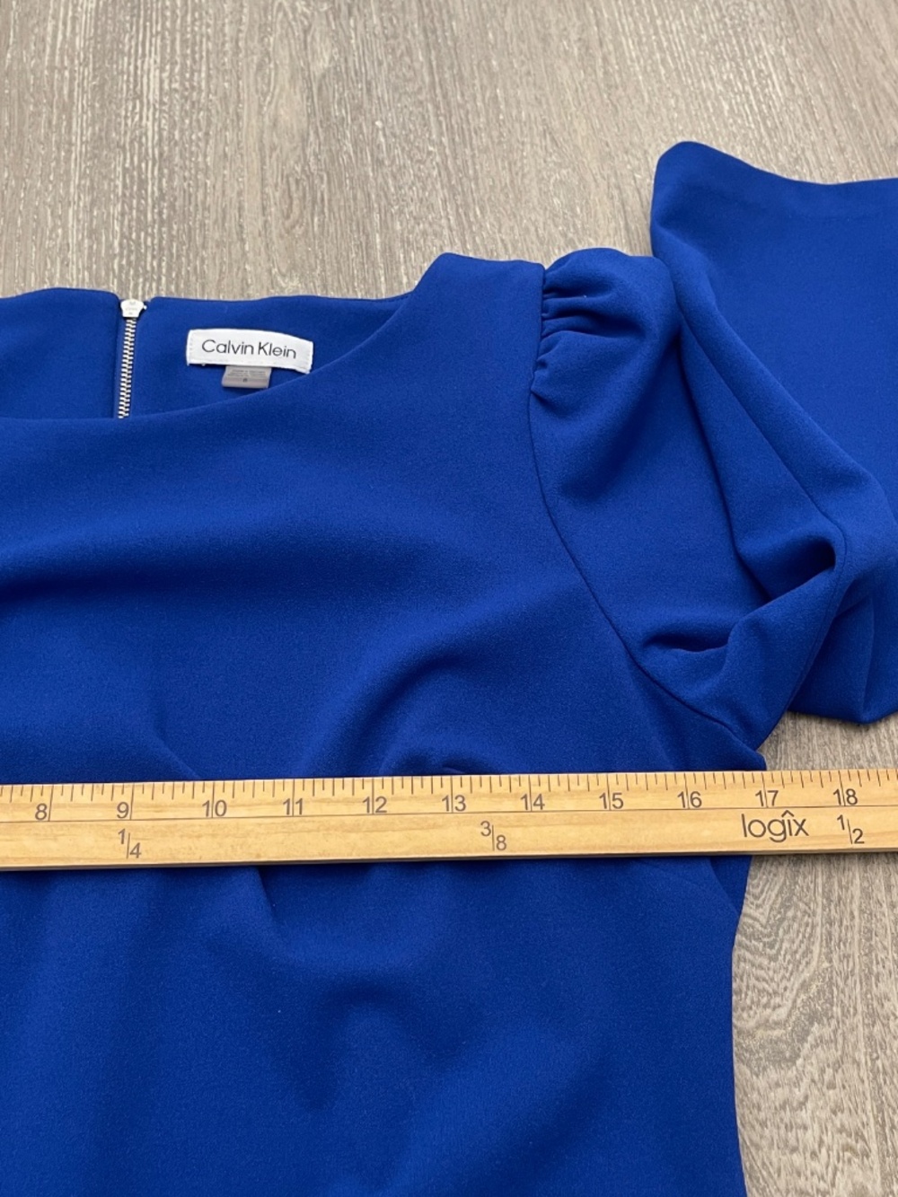 Calvin Klein Shift Dress Women's Size 8 Blue Long Sleeve Career Stretch - Picture 9 of 11